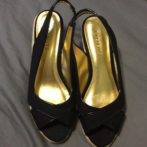 Brand New Tablbots Black Wedge Sandal
